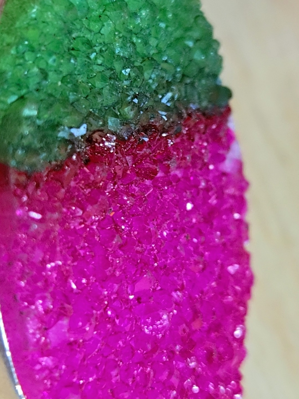 Green and Pink Watermelon Crystal Druzy Oval Pendant In 925 Silver - Picture 12 of 15